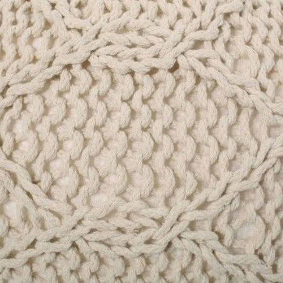 Morven Modern Knitted Cotton Round Pouf Ivory Christopher Knight Home - Open Box - Picture 2 of 5
